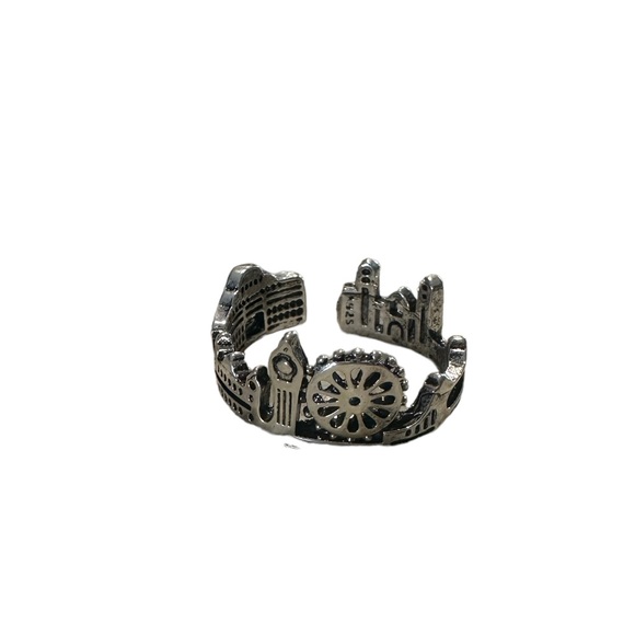 Silver Amusement Park City Skyline Adjustable Cuff Ring - Picture 7 of 7
